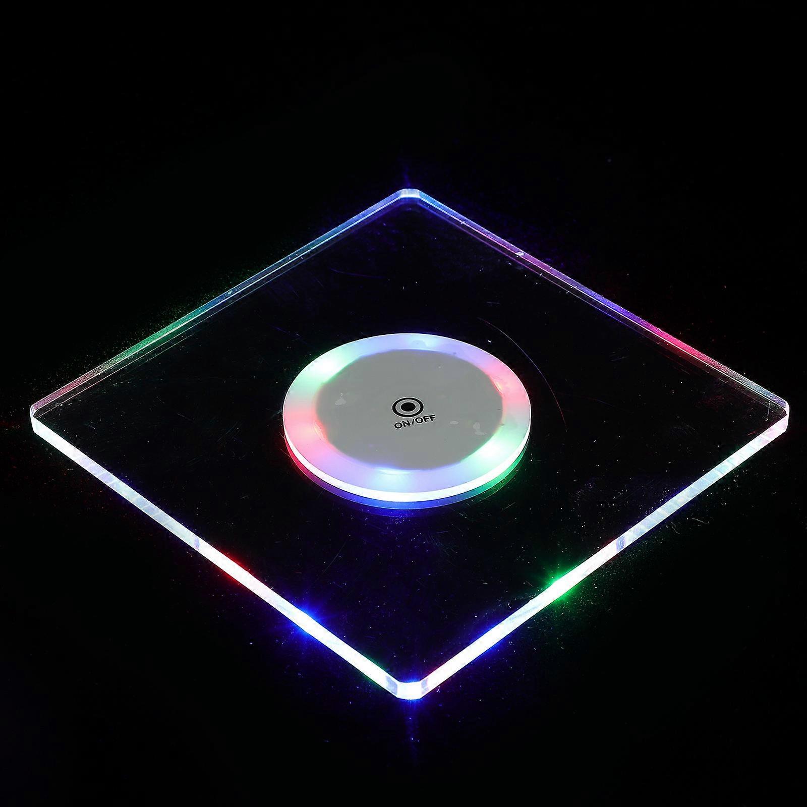 Luminous Cup Coaster Acrylic LED Holders for Party 2Pcs Transparent