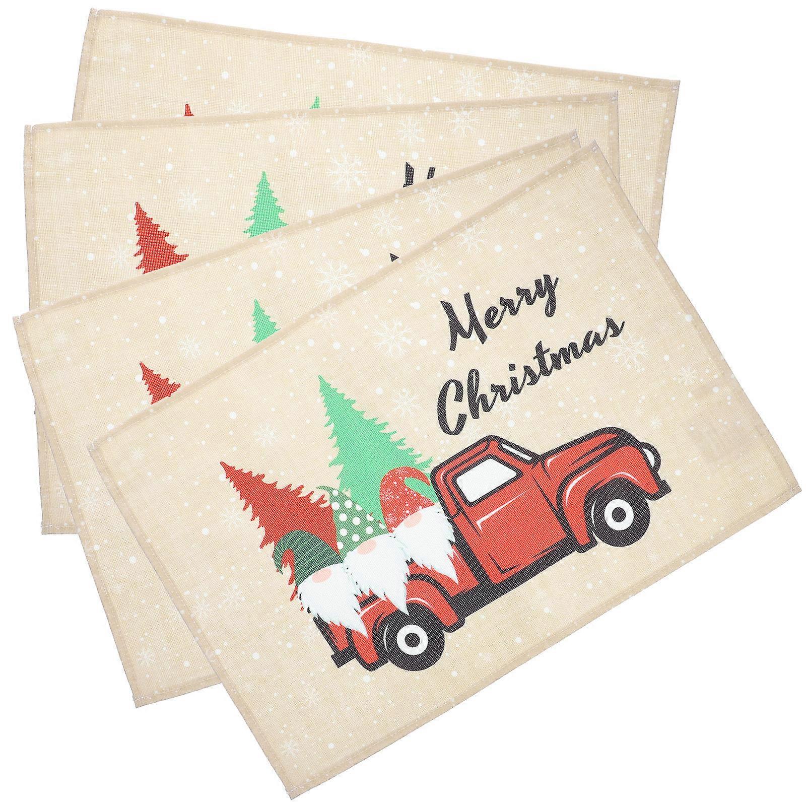 Christmas Table Placemats Decorative Placemats for 4Pcs Red Color