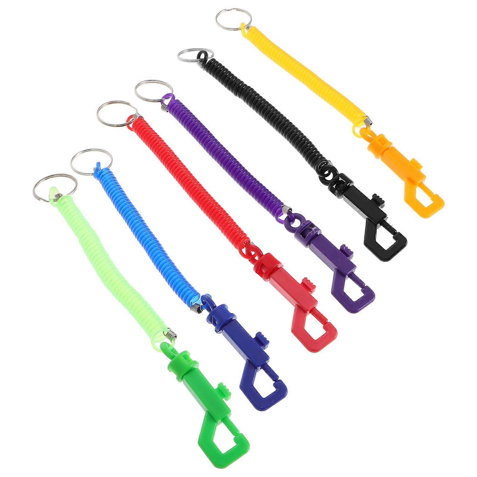 Retractable Spring Coil Keychain Lanyard with 6 Pieces for Versatile Use