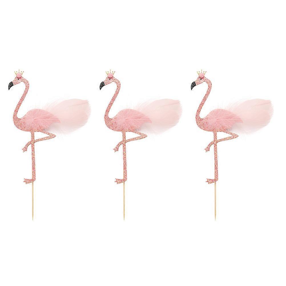 Flamingo Cake Toppers for Decoration 3Pcs Pink Flamingo Design Cake Inserts