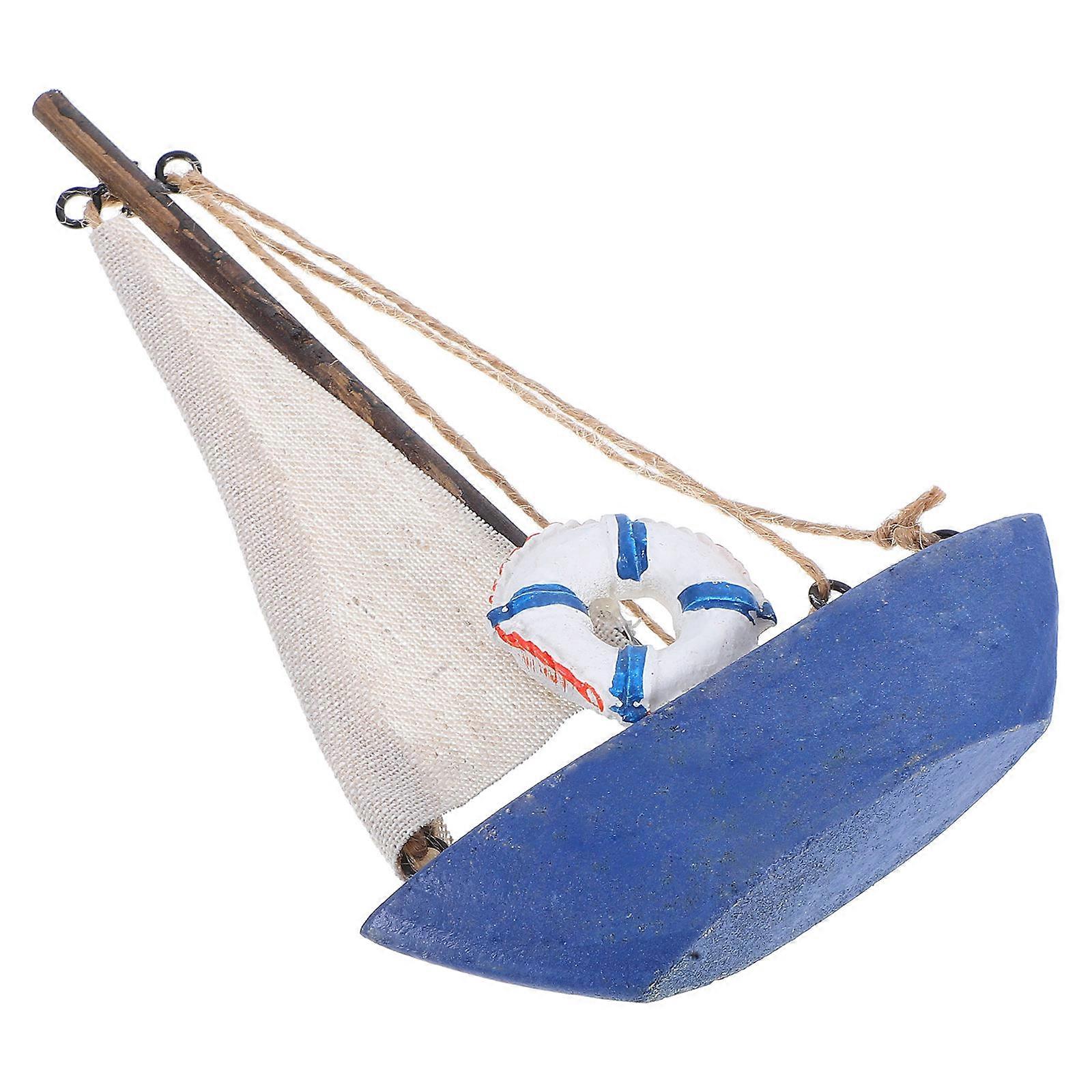 Rustic Wooden Sailboat Model for Beach Theme Decoration 2Pcs