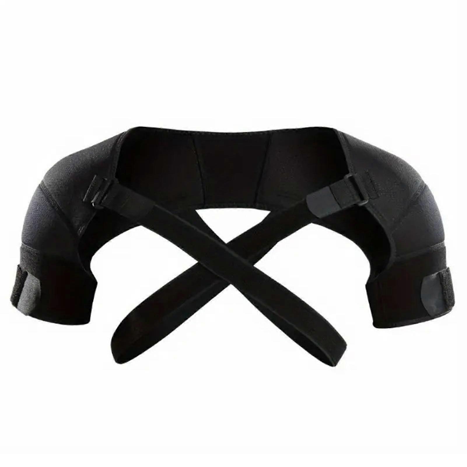 1 Set Adjustable Shoulder Brace for Men Women, Compatible with Rotator Cuff Pain Relief, Compression Sleeve Cross Wrap Support - Black, M