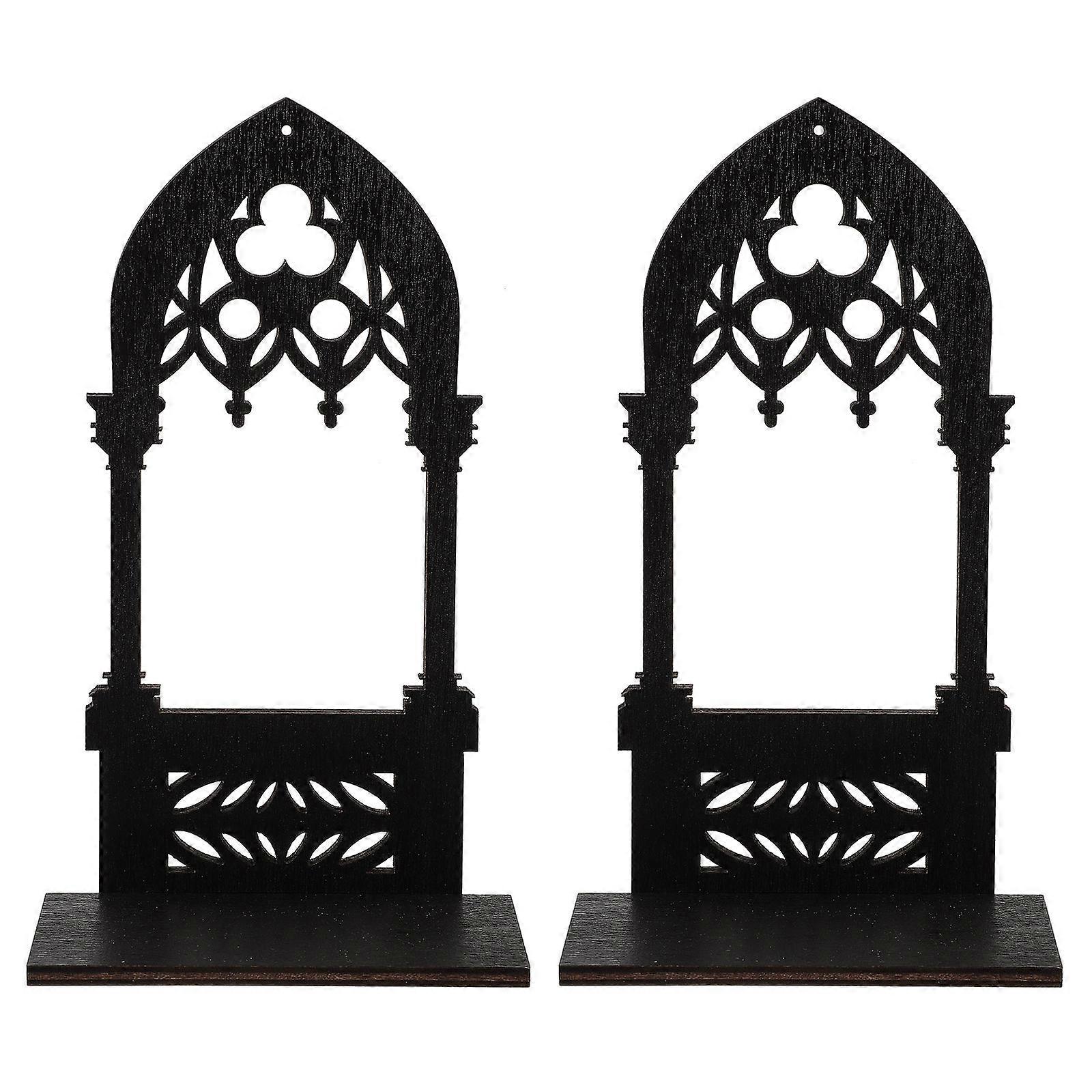Elegant Arch Style Candle Stand For Bars And Coffee Shops With Decorative Function In Black 3 Pairs