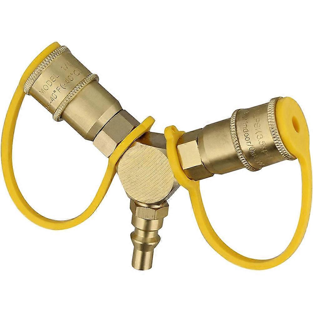 1/4in Tee Y Propane Splitter - 2 Propane Quick Connect Ends