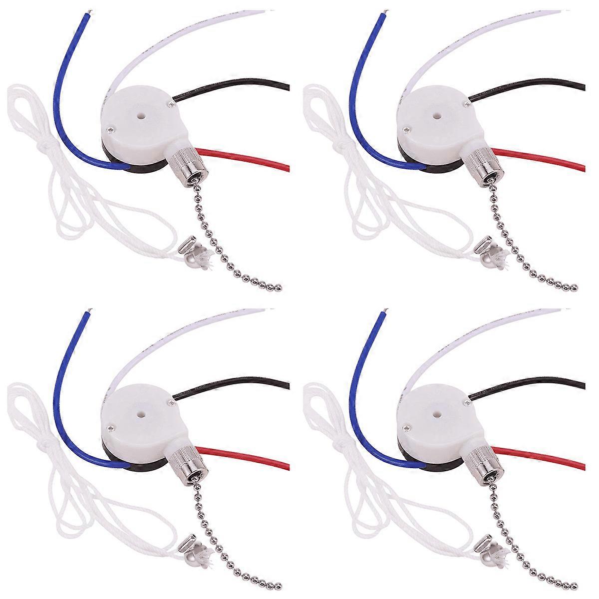 Ceiling Fan Switch Kit 3 Speed 4 Wire,ZE-208S Pull Wire Switch Silver