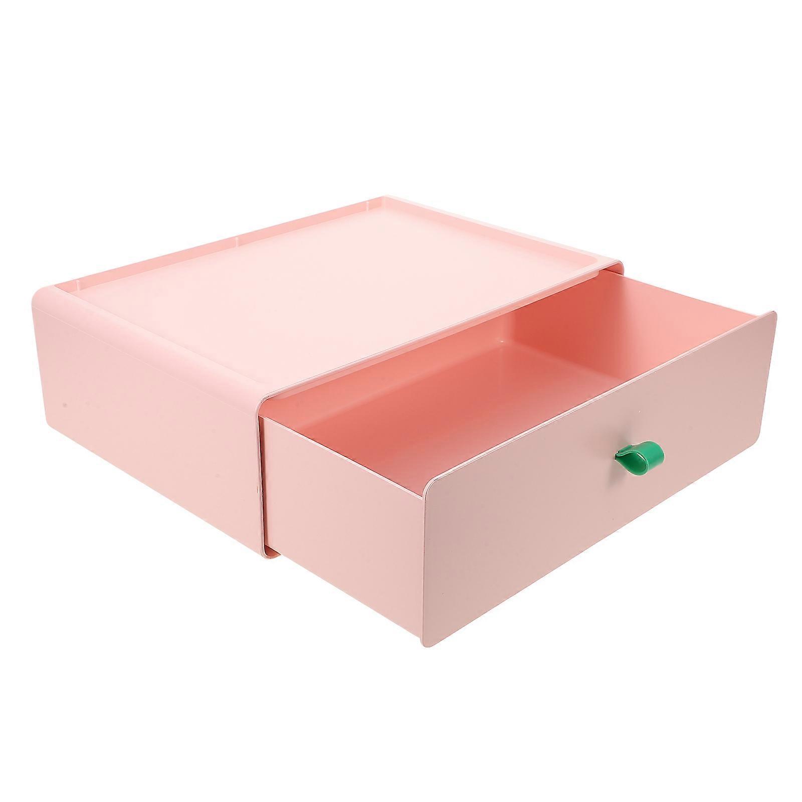 Sundries Holder Desktop Drawer Type Storage Box for 2Pcs Pink