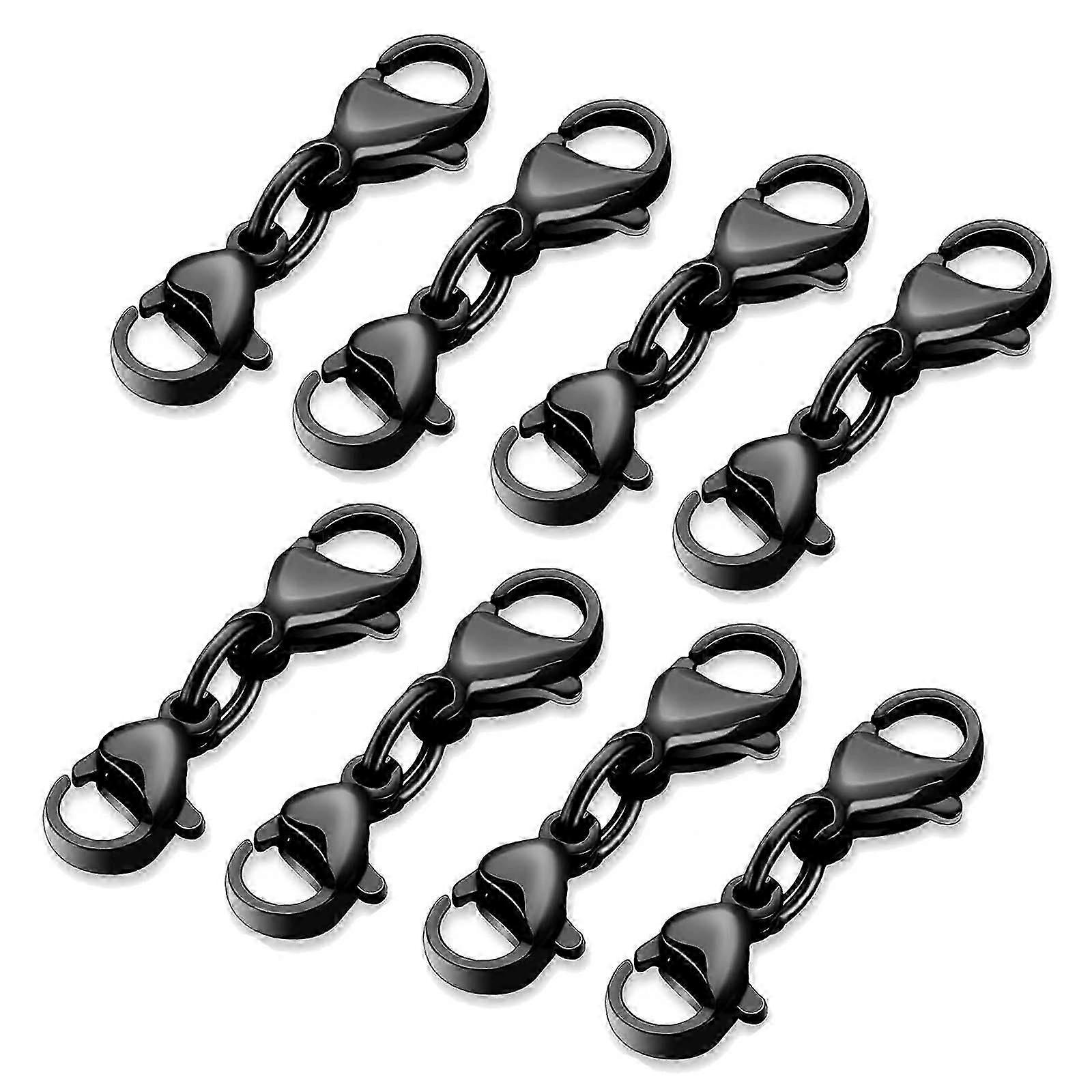 Silver lobster clasps for necklaces, 8pcs double opening connector