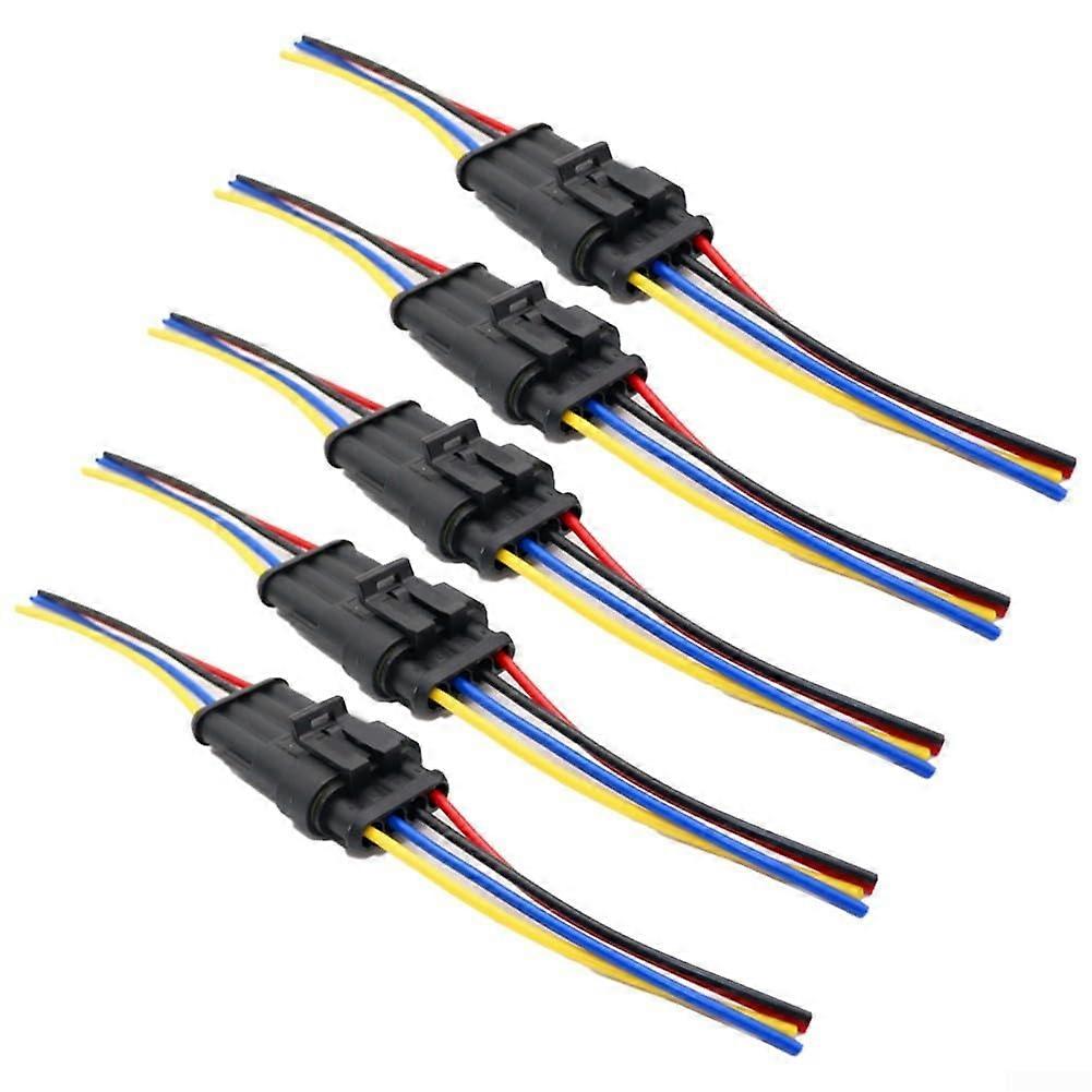 MaleFemale Waterproof Car Electrical Connector 4 Pin Connector With Wire Set Of 5