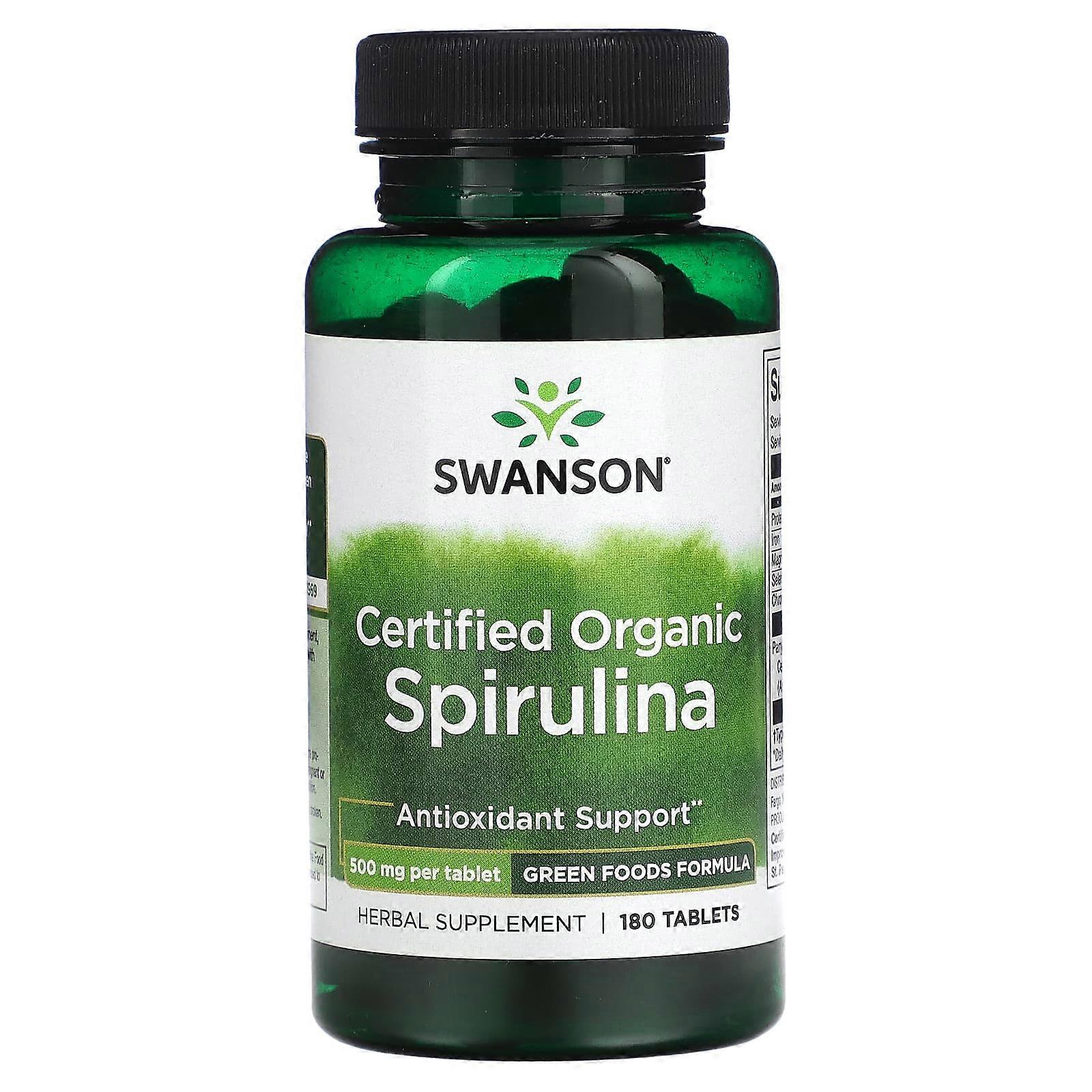 Certified Organic Spirulina, 500 mg, 180 Tablets