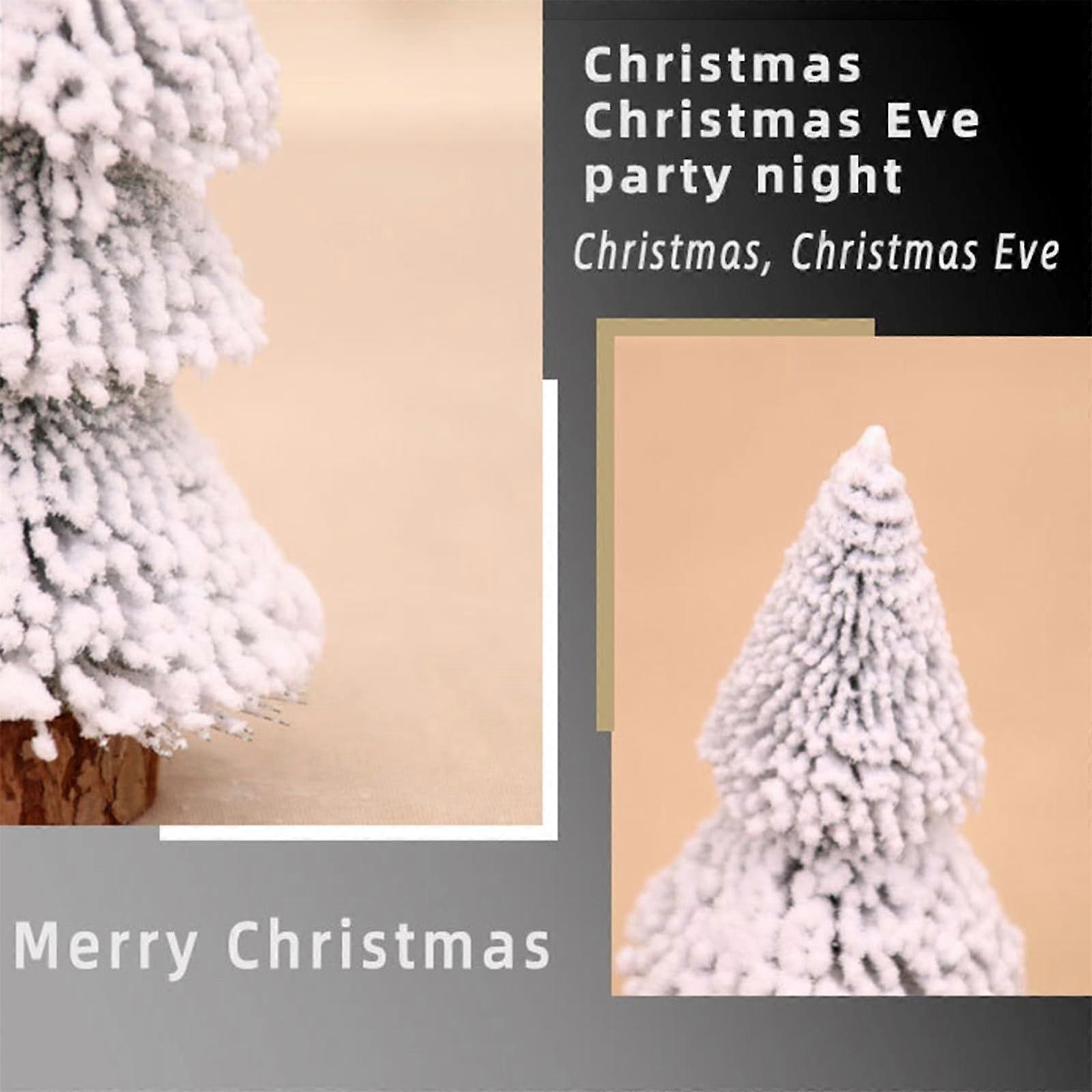 Tower Shaped Flocked Cedar Tree Desktop Christmas Tree Ornament