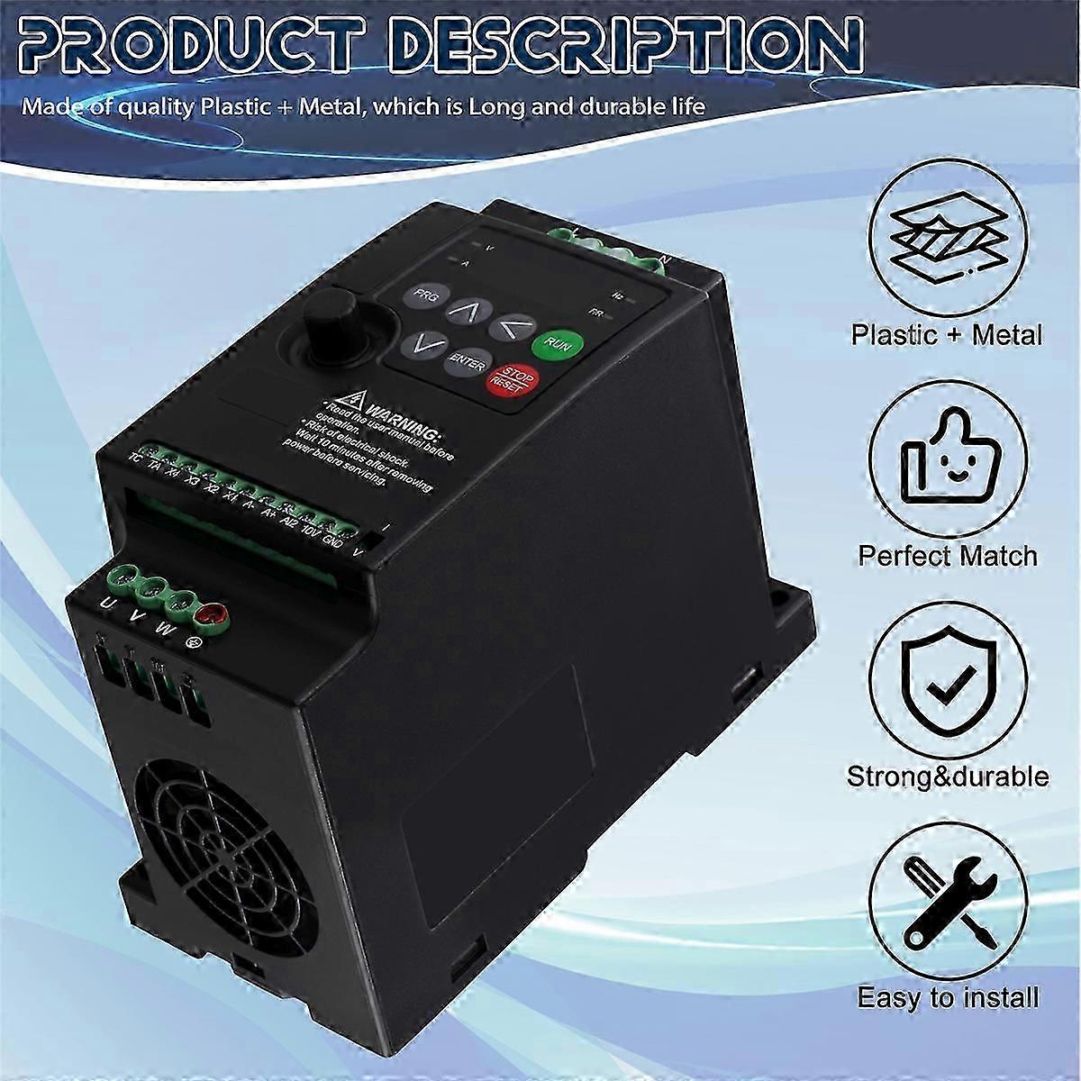 Convertisseur de fréquence universel 220 à 380 Vfd Entrée monophasée Sortie triphasée Moteur 2.2KW Gover