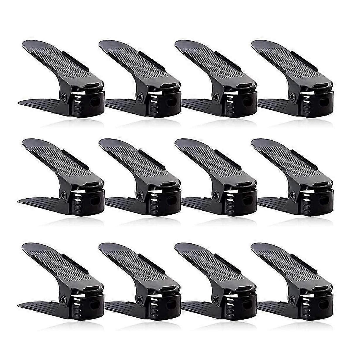 12-Pack Shoe Storage Rack, Adjustable Double-Layer Shoe Stack Sandal Rack, Save 50% of Shoe Stack Or