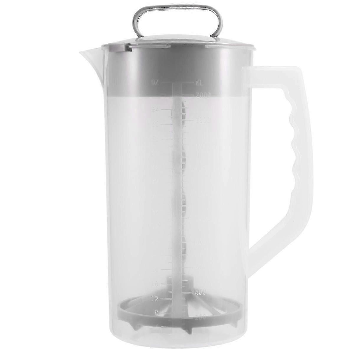 Mixing Pitcher for Drinks,2 Quart/64oz Plastic Water Pitcher with Lid,Easy-Mix Juice Container,Angle