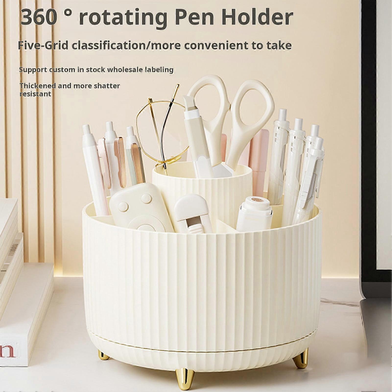 SUSUchens 360-Degree Rotatable Cosmetic Storage Box Large Capacity Multiple Compartments Stationery Organizer Makeup Brush Holder Sky Blue