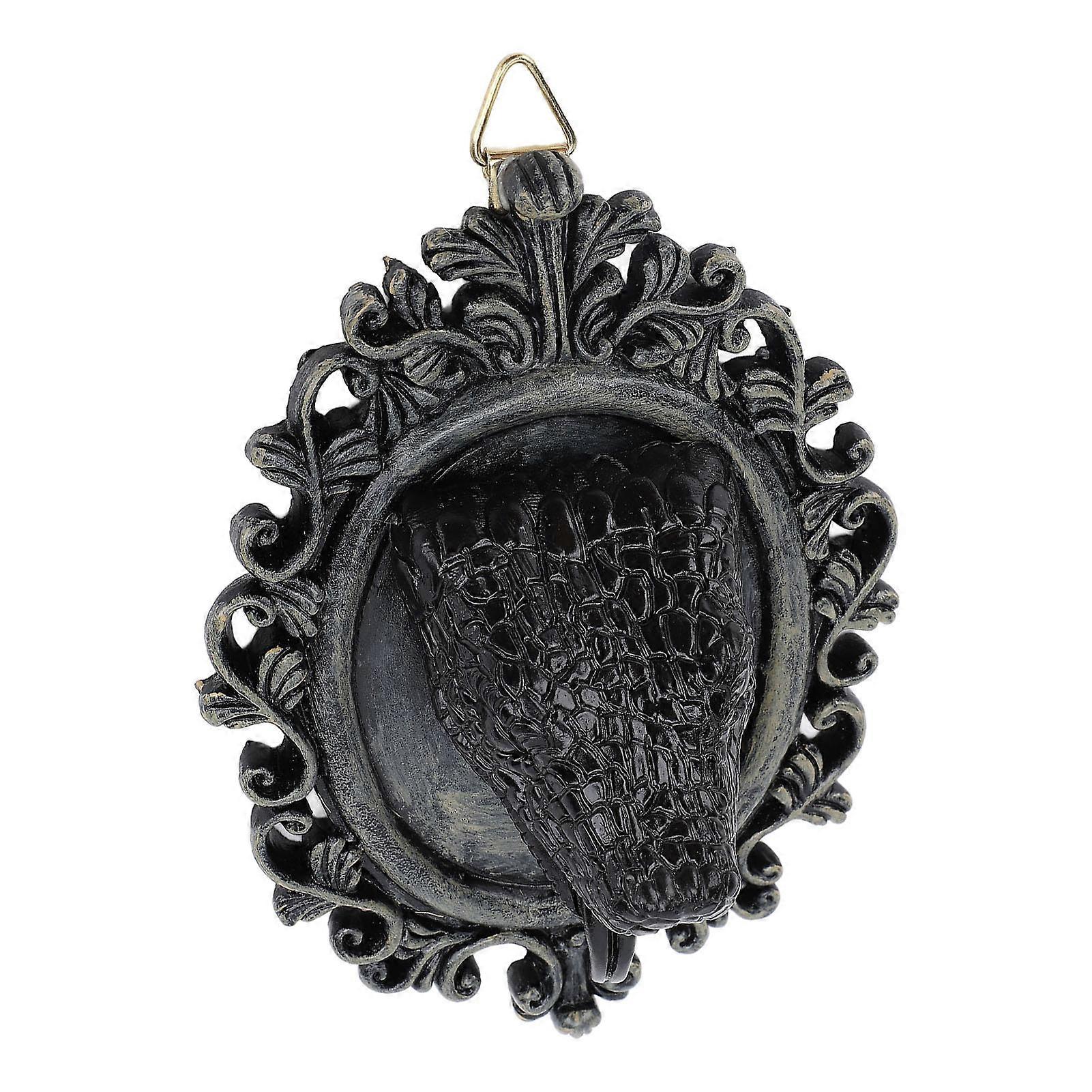 Snake Head Statue Ornament Resin High Simulation Delicate Details Gothic Snake Head Wall Art Sculpture Silver 