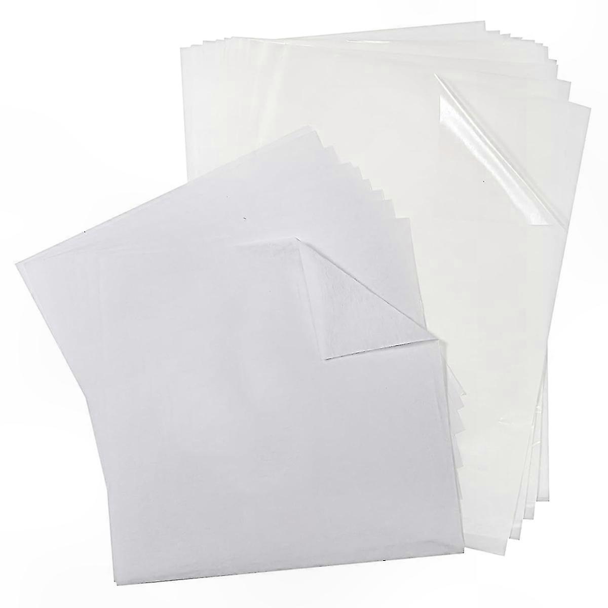 20 Pcs Double Sided Iron on Adhesive Sheets with 100 Pcs Tear Away Machine Embroidery Stabilizer Backing for DIY Craft