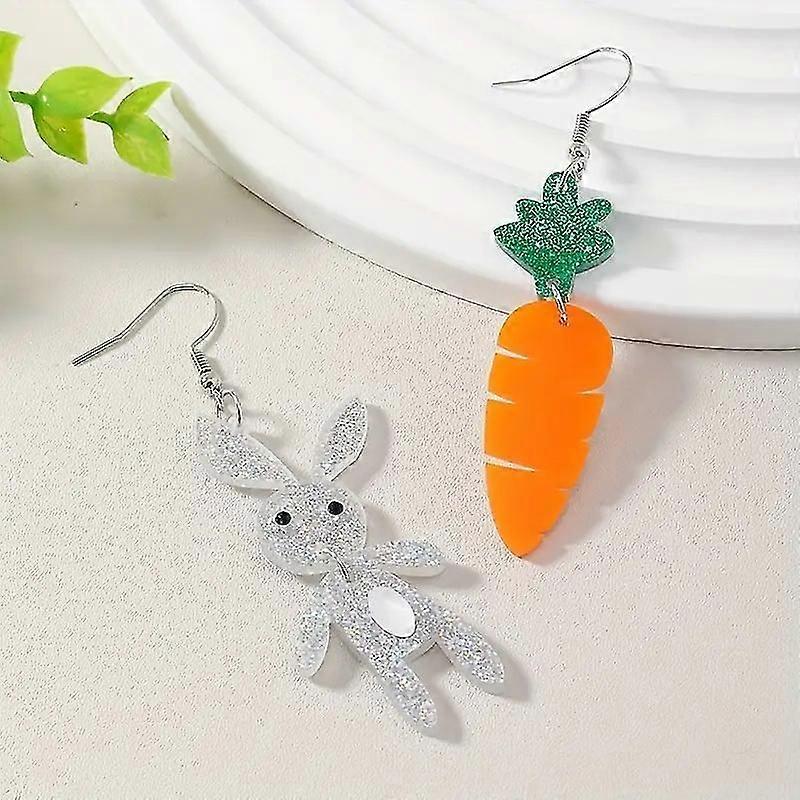 Easter Cute Asymmetrical Bunny Carrot Earrings