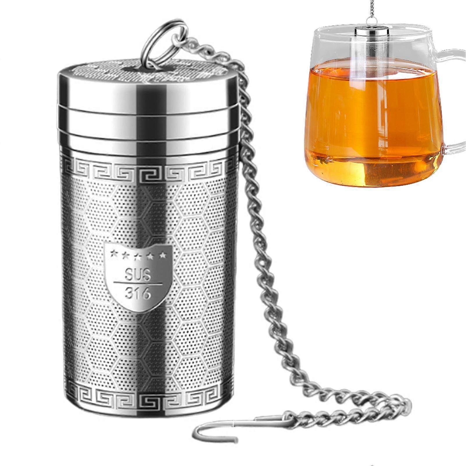 Stainless Steel Tea Infuser Fine Mesh Strainer With Threaded Lid And Extension Chain Hook For Green Tea