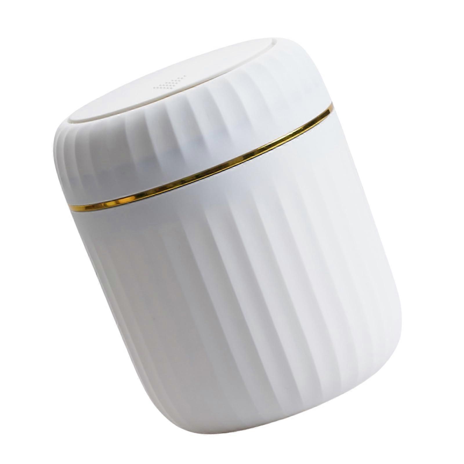 Tabletop Waste Container Trash Can With Lid ABS Bin Rubbish Bin For Office Desks And Bedrooms Decors White Compact Desk
