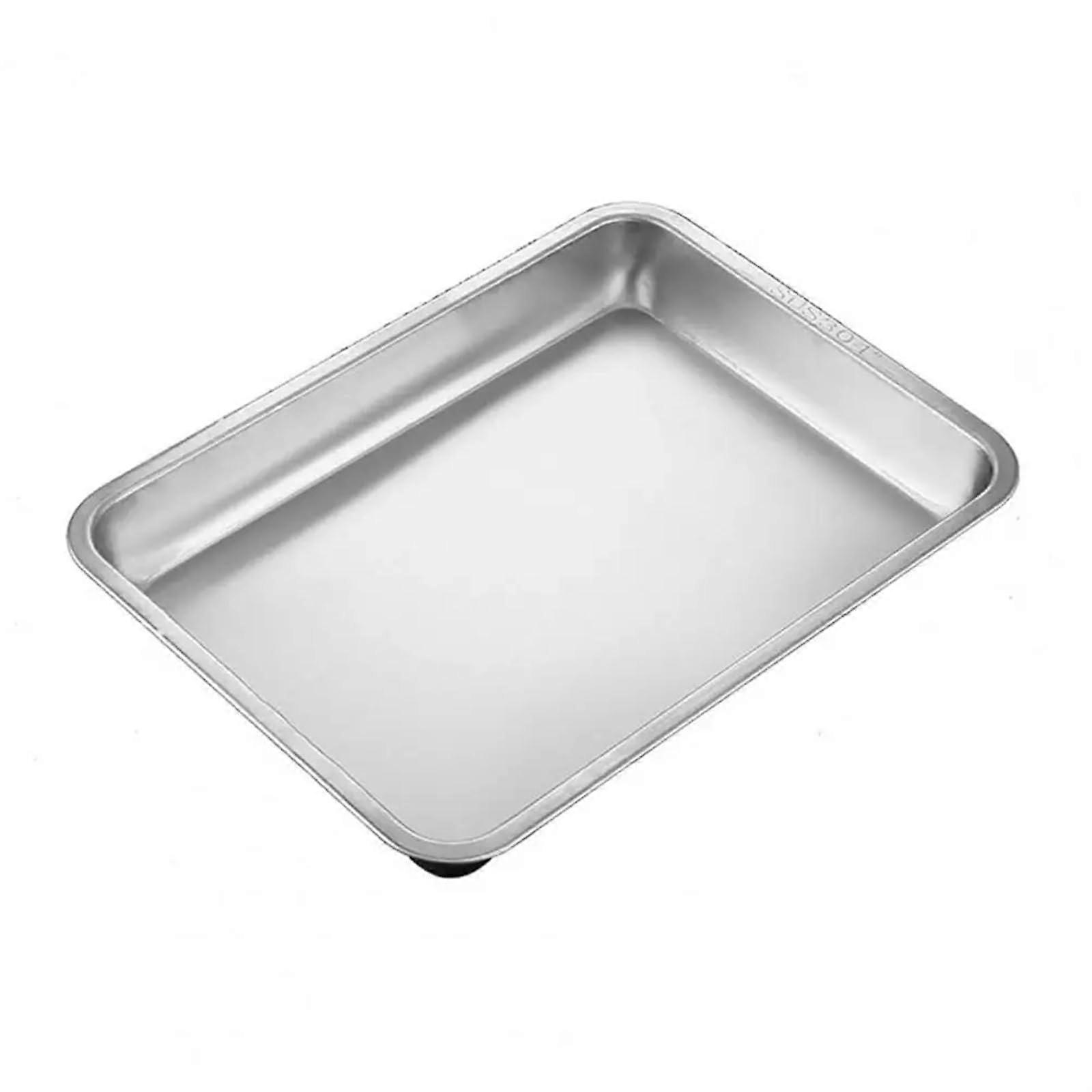 Baking Trays 304 Stainless Steel NonStick Rectangular Oven Tray For Grilling Silver Durable