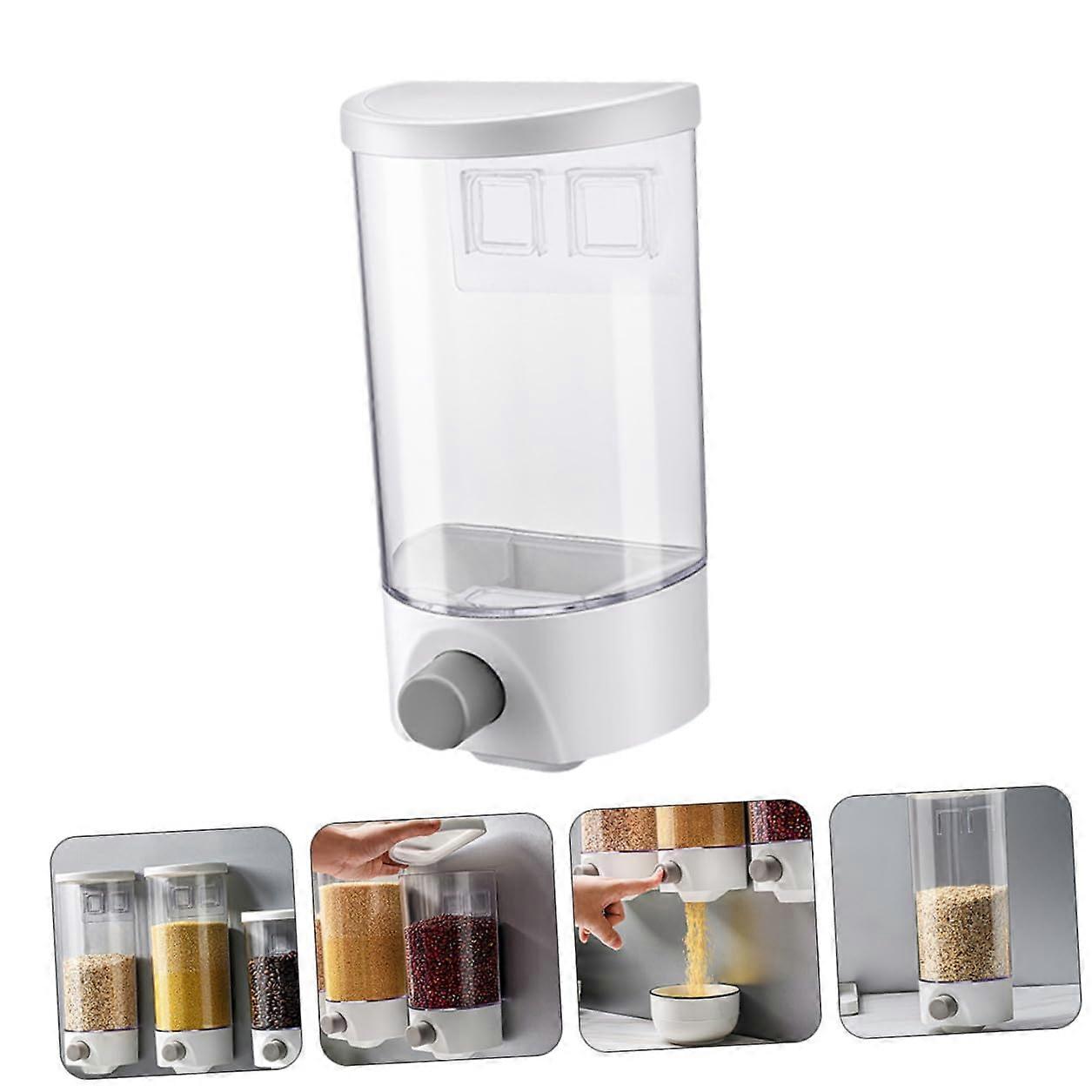 Transparent Wall Mounted Storage Jar Airtight Seal Press Button Coarse Cereal Container For Kitchen Organization Pantry
