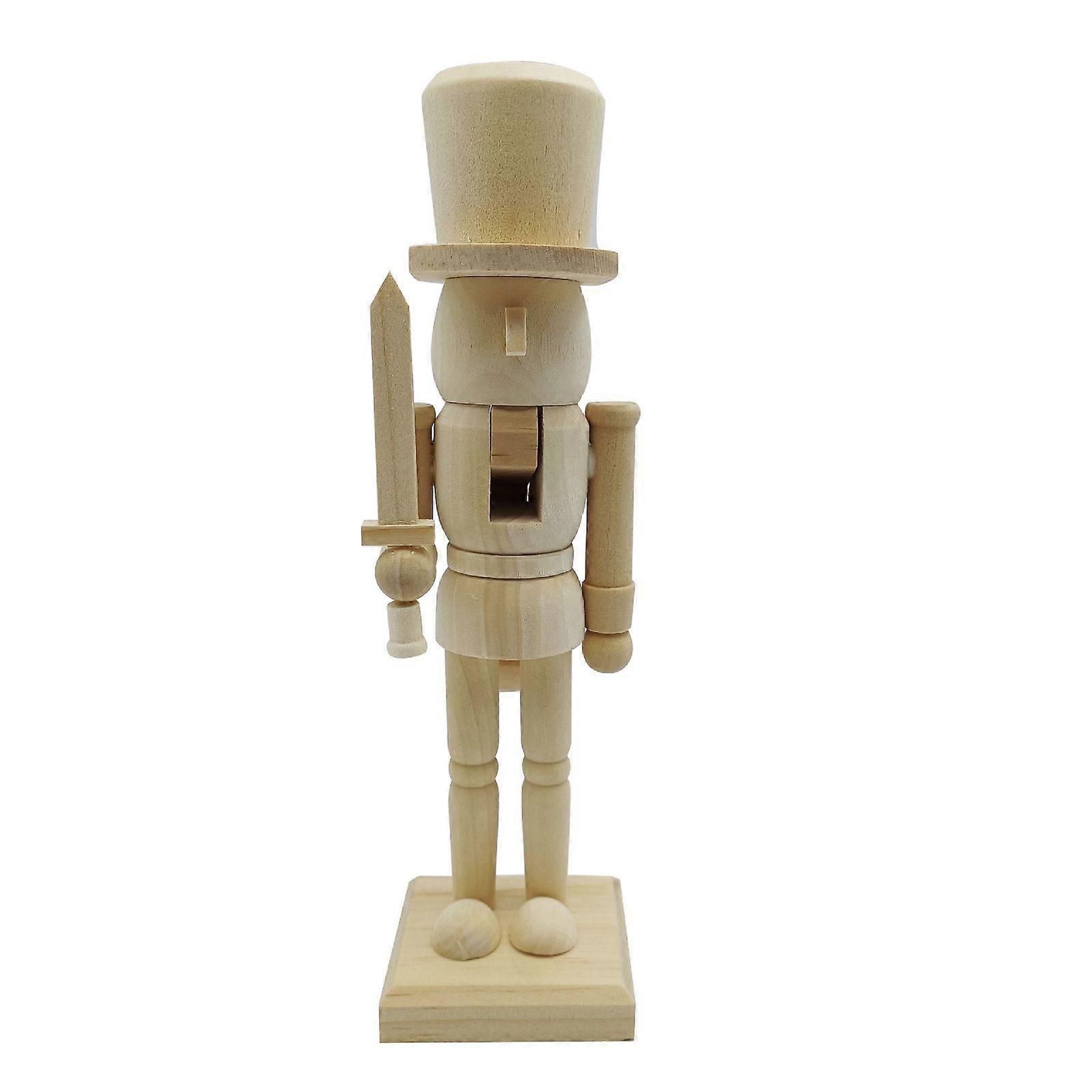 Christmas Wooden Unfinished Nutcracker, 10 Inch DIY Blank Unpainted Nutcracker Soldier Figures Unfinished Ornaments for Craft Xmas Decor