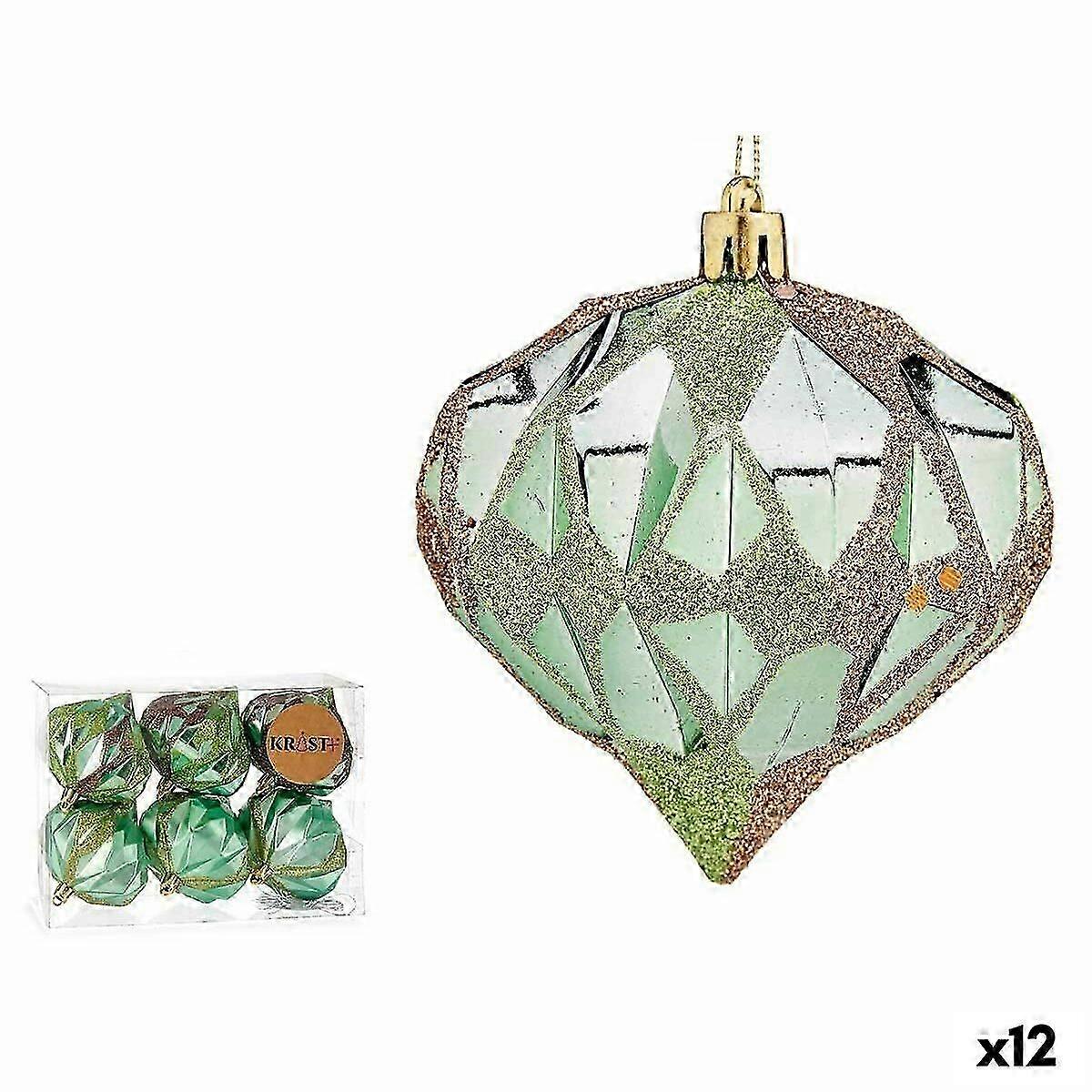 Weihnachtskugeln-Set Krist+ grn Kunststoff Diamant (12 Stck)