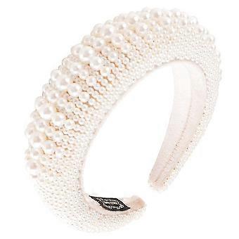 Pearl Headband For Women Padded Headband Retro Hair Accessories White