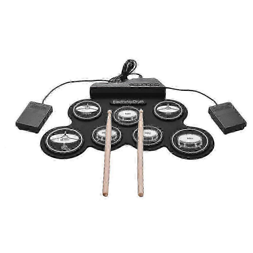 USB Rechargeable Reel Drum Kit, Portable Electronic Drum Kit (Includes Drumsticks and Foot Pedal), Suitable for Beginners 2025