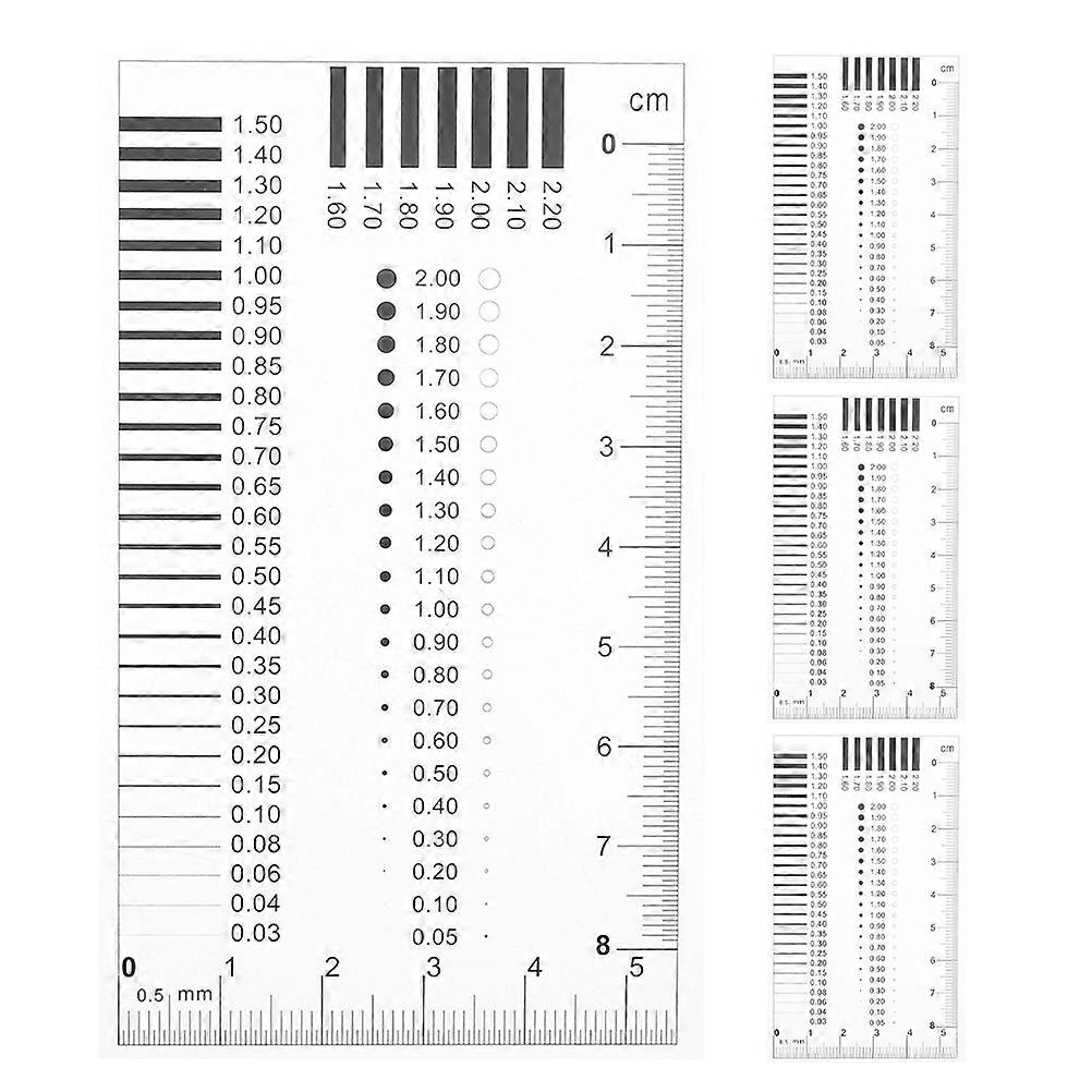 High-Precision Surface Defect Inspection Tool Transparent Ruler For Quality Control Professionals Measuring Crack Width Multi Pack 4 Pcs