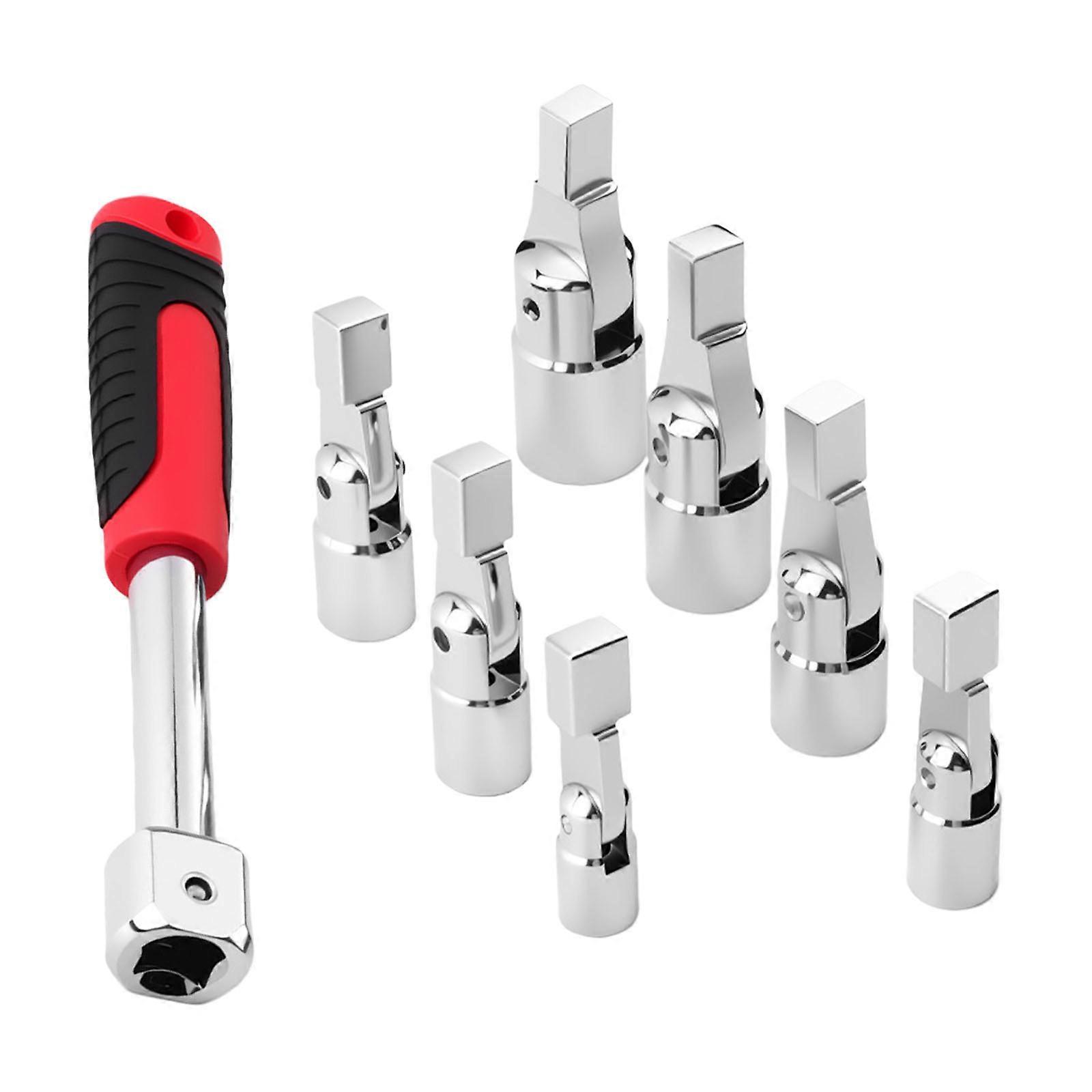 Ergonomic 8PCS Fast Change Socket Wrench Tool Set Quick Switching Heads For Efficient Automotive Repairs And Adjustments Multicolor