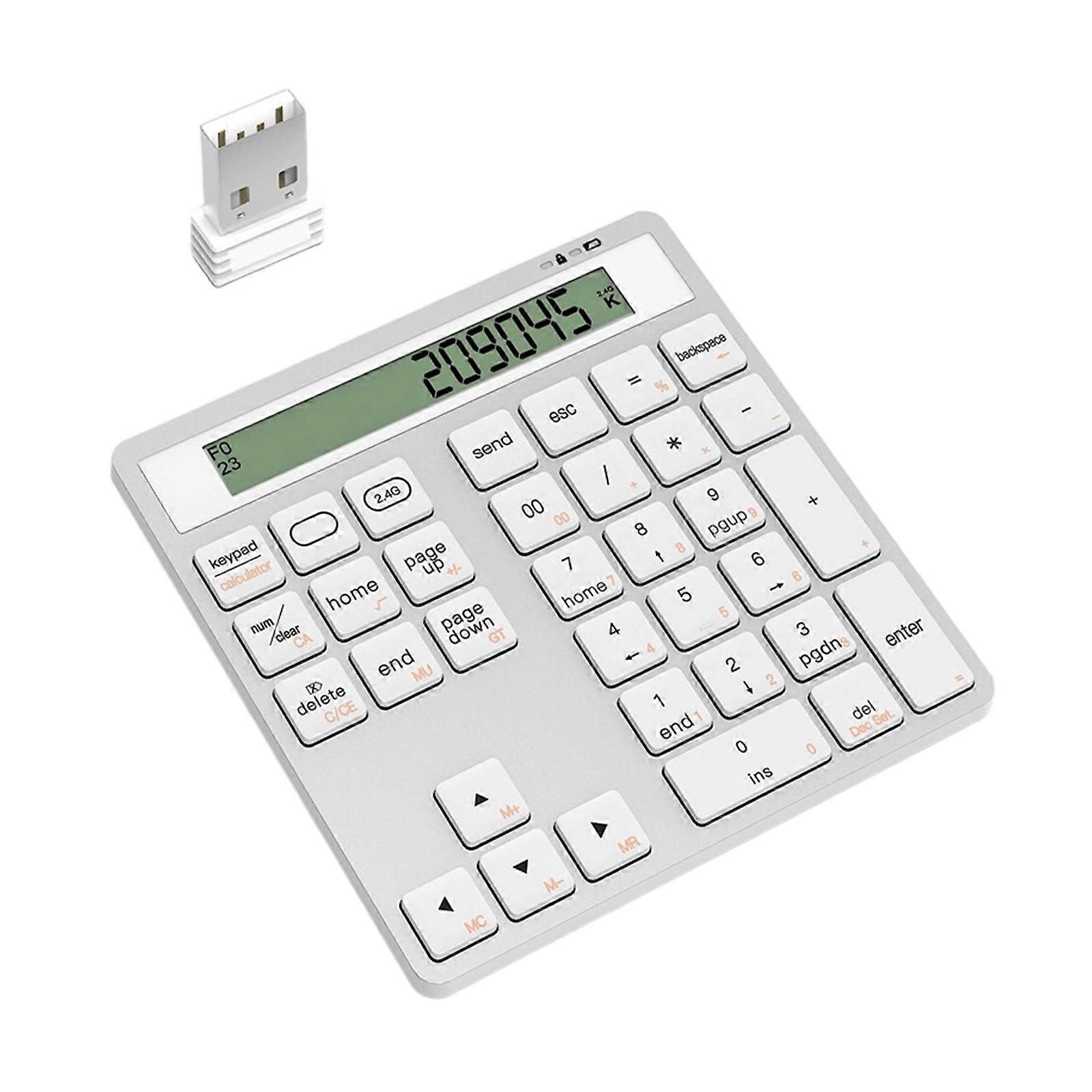 Transportable 2 In1 Radio Quantitative Keyset Calculator Display Double Connection For Spreadsheet Work  Silver