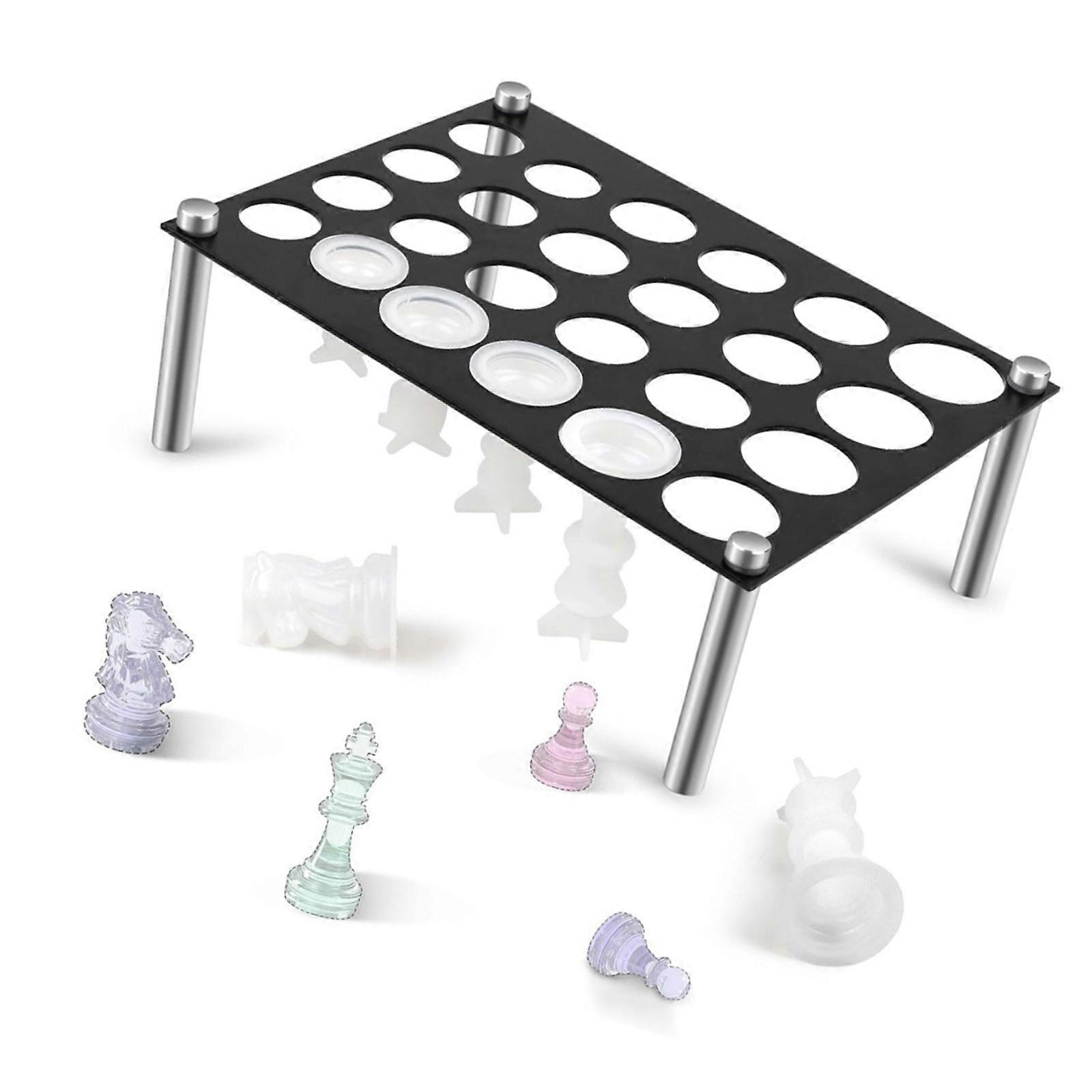 Practical Shatter Resistant Acrylic Chess Mold Holder 24 Hole Design Nonslip Base For Stable Casting Process Multicolor