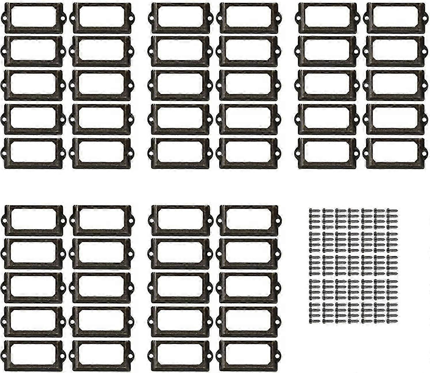 50 Pieces Frame Label Holders, Metal Label Holders, Drawer Name Card Label Holders, for Nameplates, Apothecary Cabinet, Filing Drawer