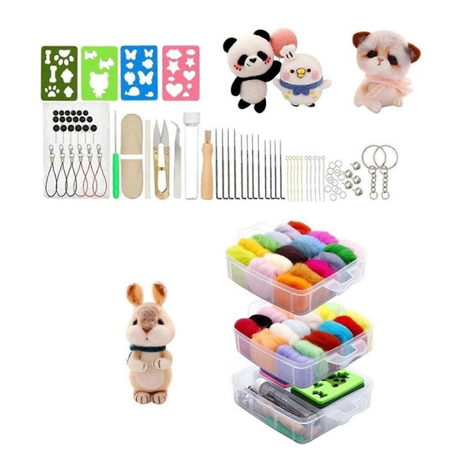 30/36/40/50 Colors Needle Felting Set, DIY Wool Felt Set Felting Starter Kits with Felting Needle Tool and Colorful Wool Multicolor