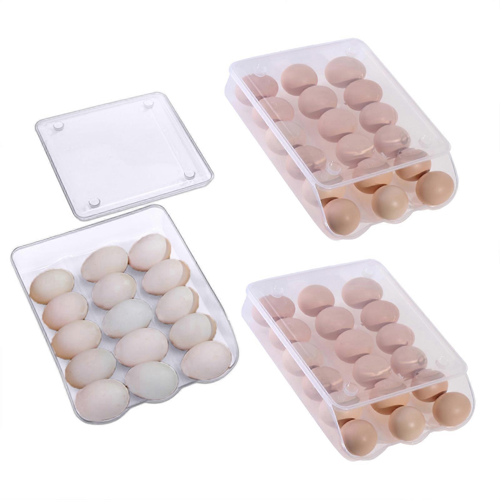 Self-Rolling Eggs Storage Box 1/2/3 Layers Stackable Eggs Container Kitchen Refrigerator Eggs Organizer Drawer Dispenser  Clear