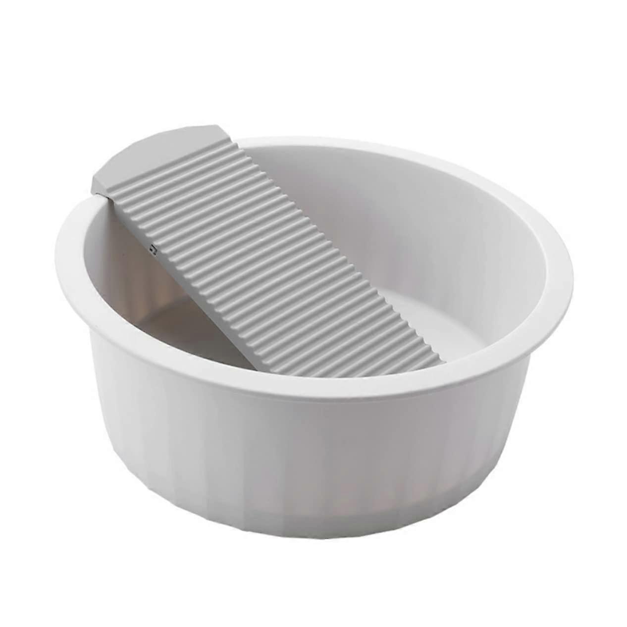 Portable Wash Basin with Builtin Washboard, Foldable Laundry Basin for Hand Washing Clothes, Large Grey