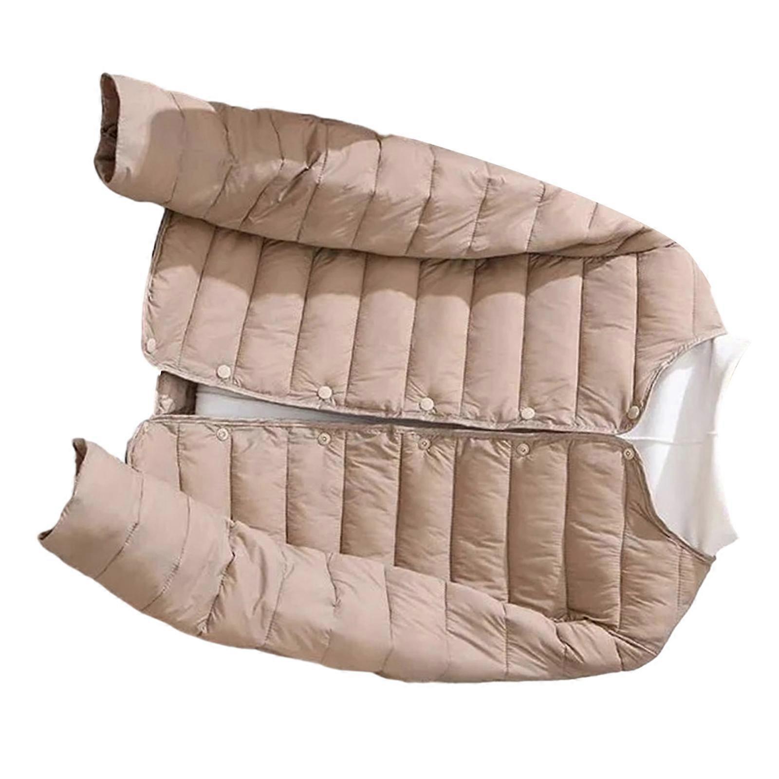 نسائي خريف شتاء سترات قصيرة أسفل سترة رقيقة خفيفة الوزن زر مبطن معطف غير رسمي نحيف ملابس خارجية مع جيوب جمل XXXXL