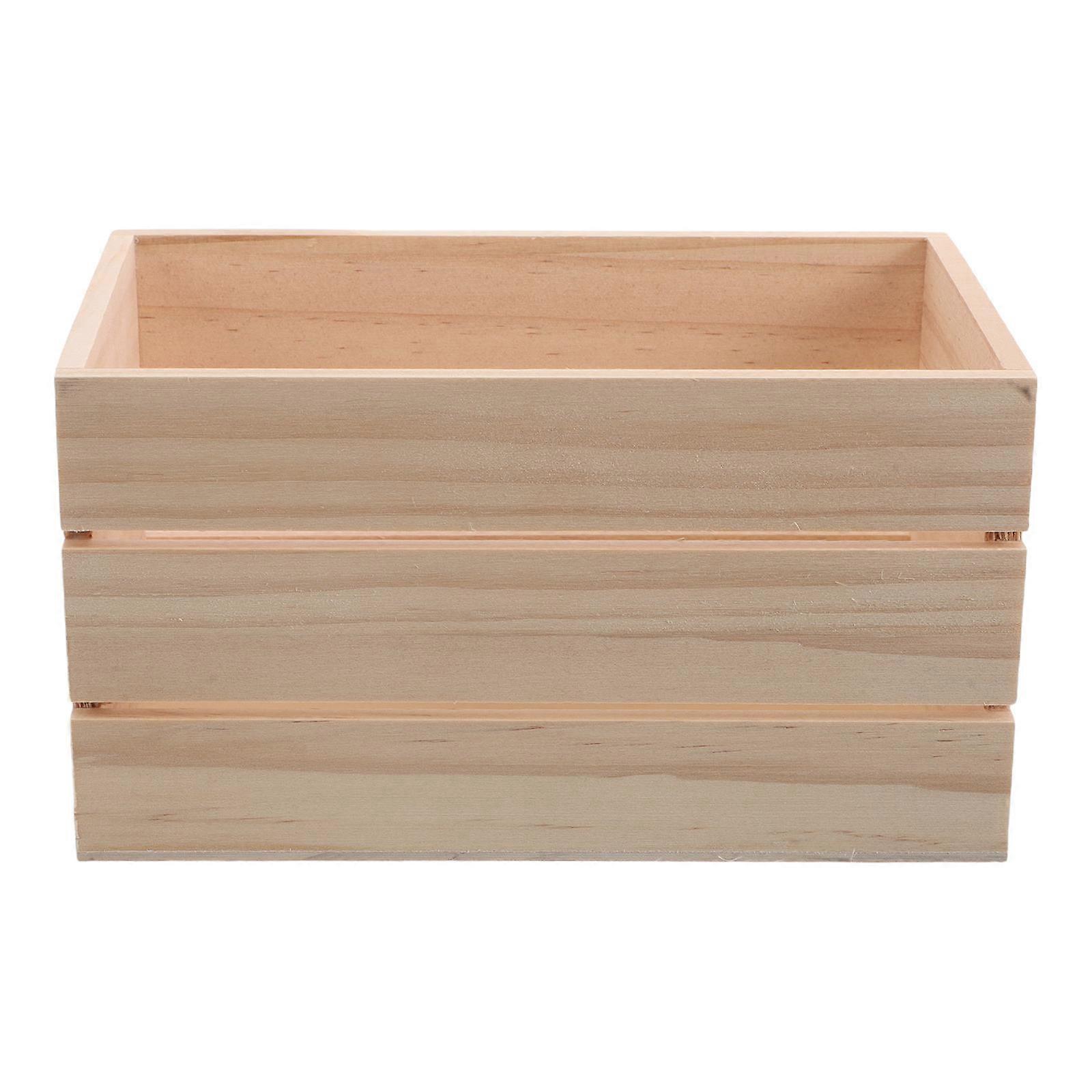 Rustic Wood Container Rectangular Minimalist Organizer For Home Decor 16.5X10.5X9CM Beige Solid Wood 1Set