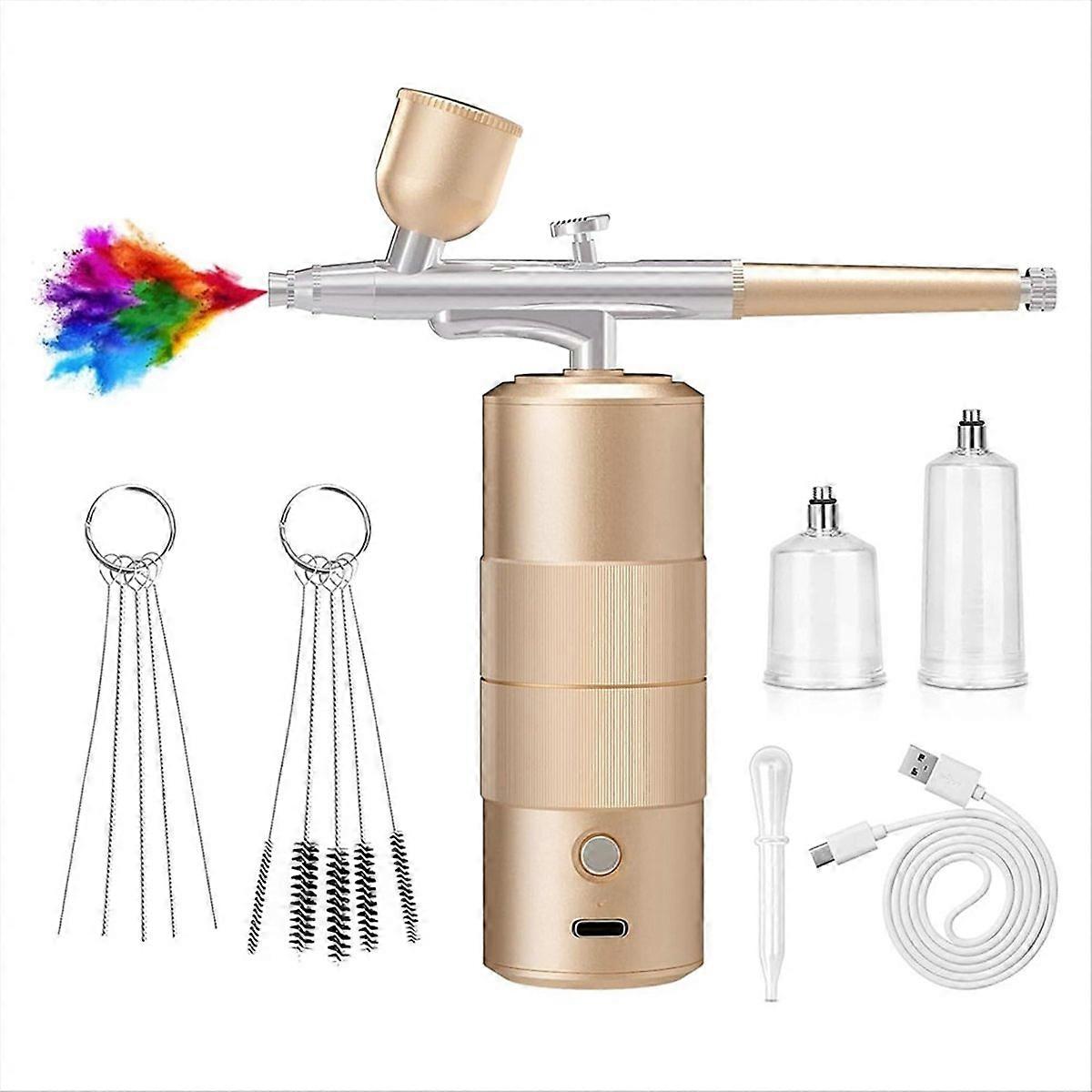 Airbrush Kit with Compressor High Pressure AirBrush Set,Gold