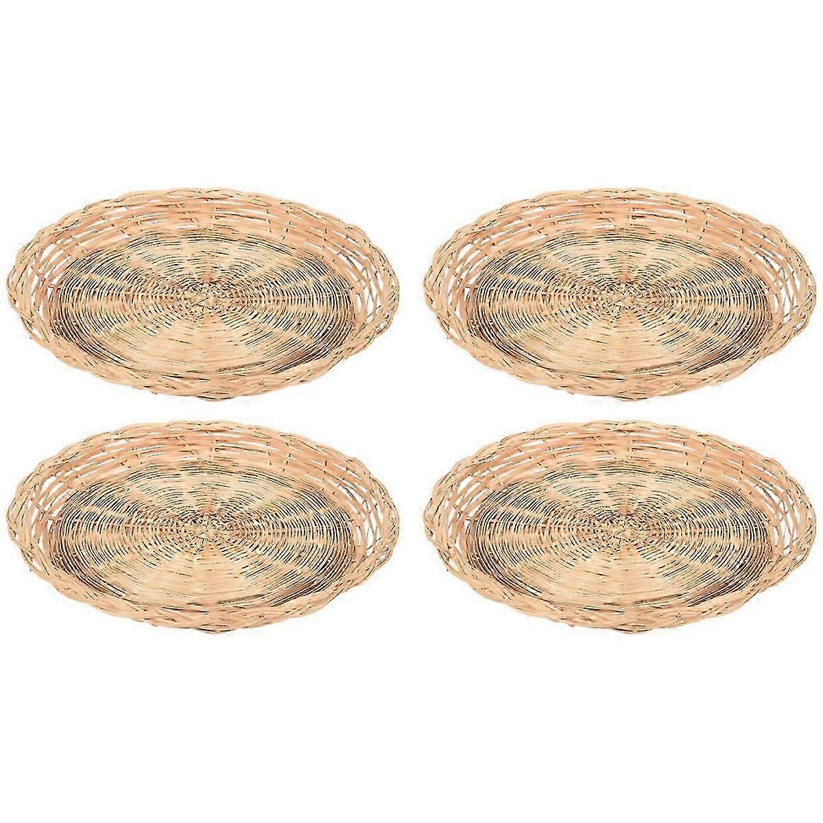 Suporte para prato de bambu de 25 cm (10 polegadas), redondo e trançado, reutilizável, ideal para piqueniques.