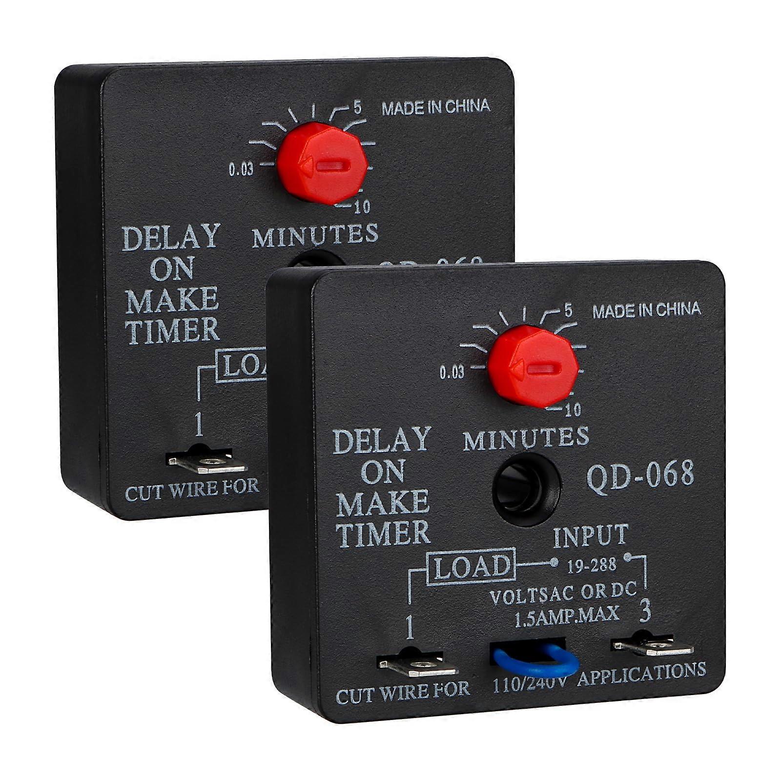 2Pcs Adjustable Delay Timer Relay 0.0310 Min Wide Voltage 19288V AC DC  Output