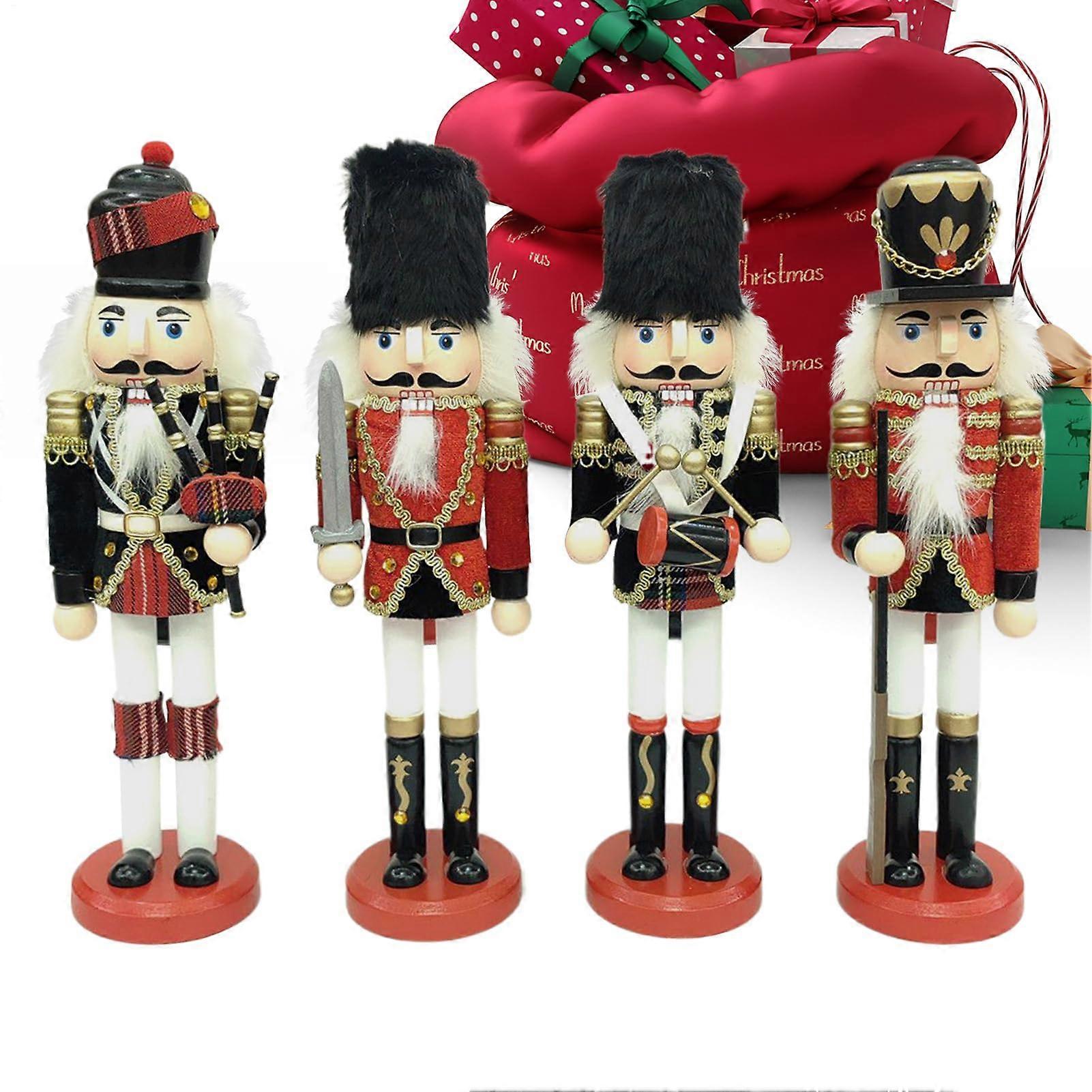 Christmas Nutcracker Ornaments Handpainted Wooden Figurines for Holiday Decor and Shelf Display