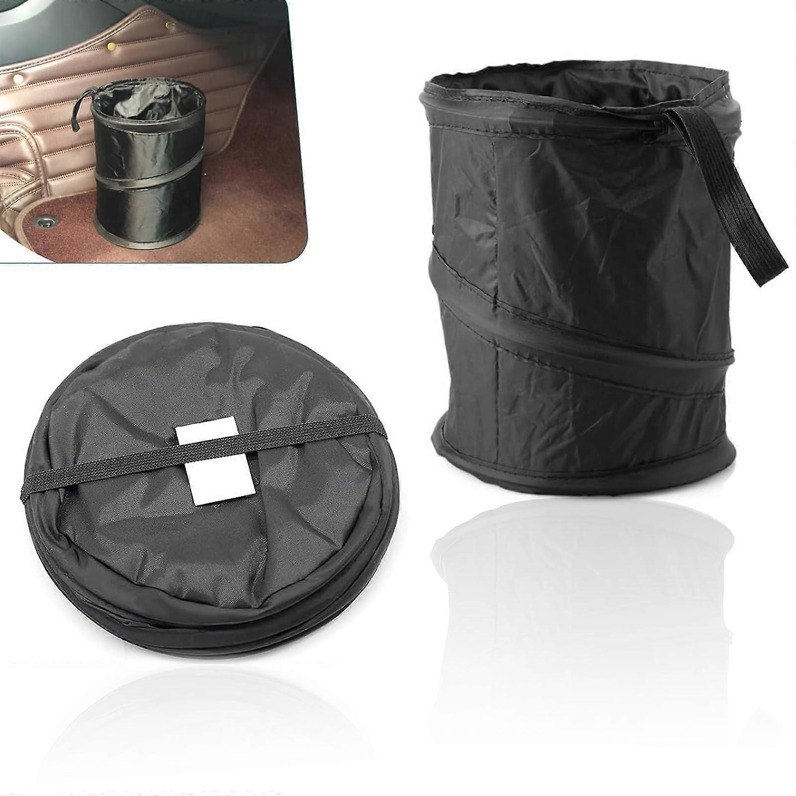 Waterproof Hanging Car Trash Can with Leak Protection, Foldable SpaceSaving Garbage Bag Black