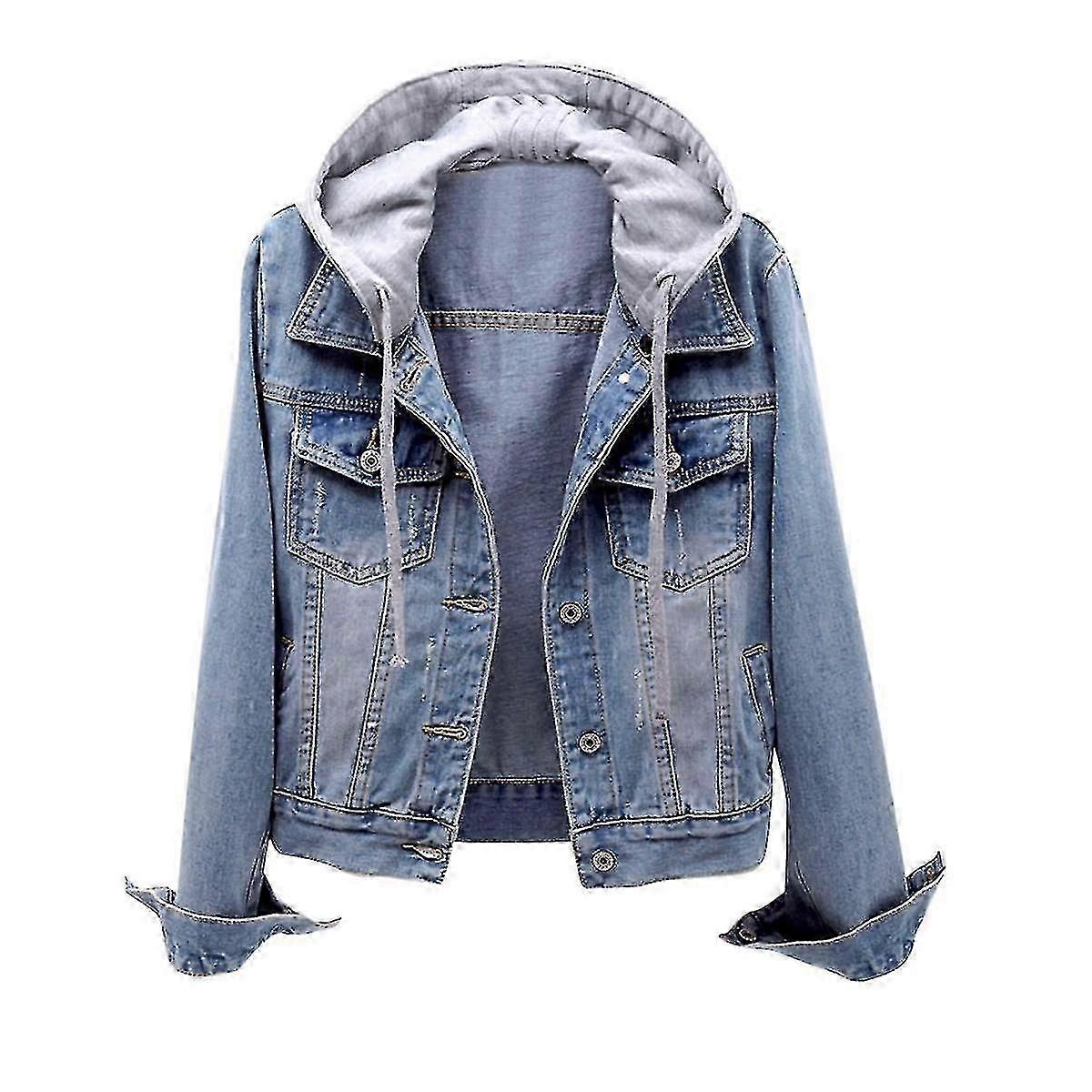 Women's Casual Detachable Hooded Denim Jacket