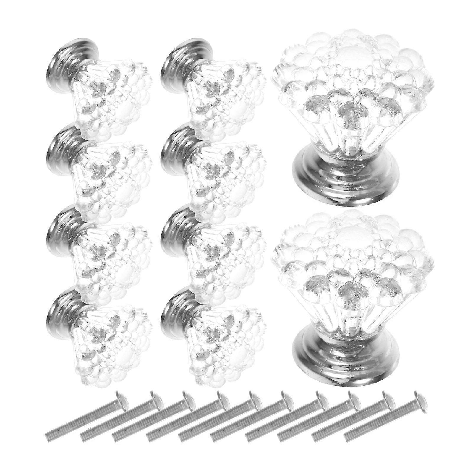 Crystal Elegant Acrylic Knobs for Drawer Pulls 10Pcs Silver Finish