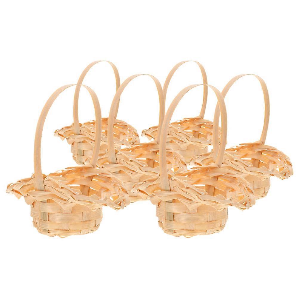 Wicker Storage Mini Basket Bamboo Baskets for Decor 6Pcs with Handles