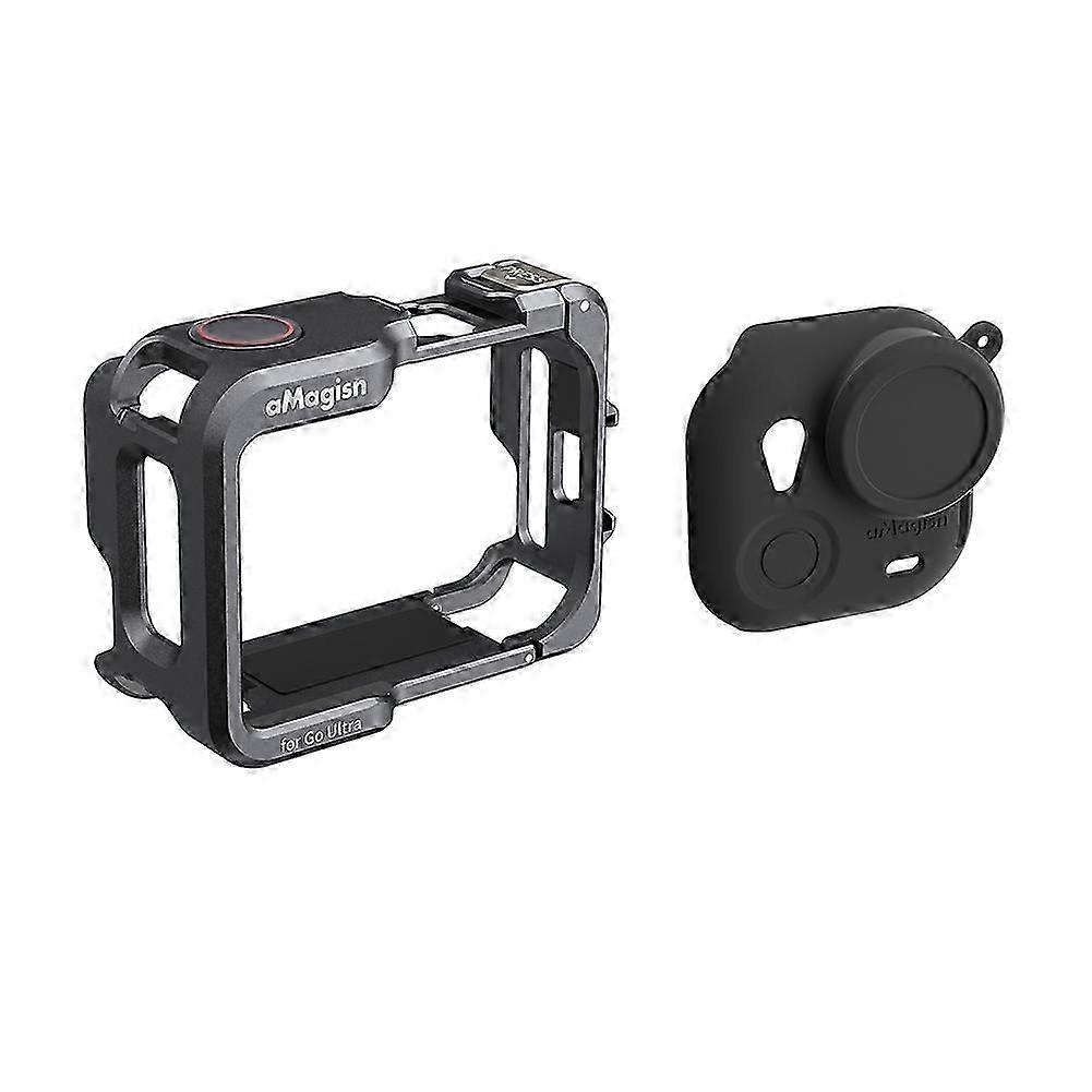 AMAGISN for Insta360 GO Ultra Metal Rabbit Cage Expansion Frame Protective Case Cold Shoe Mount for Insta360 GO Ultra