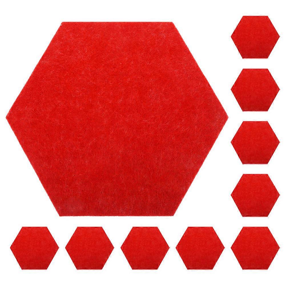 Display Message Board Hexagon Felt Mats for Office Use 50Pcs Red