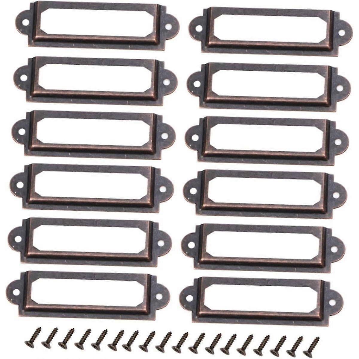 25pcs Retro Metal File Drawer Tag Labels Pull Labels Holder Tag Holder Drawer Accessories Screws for
